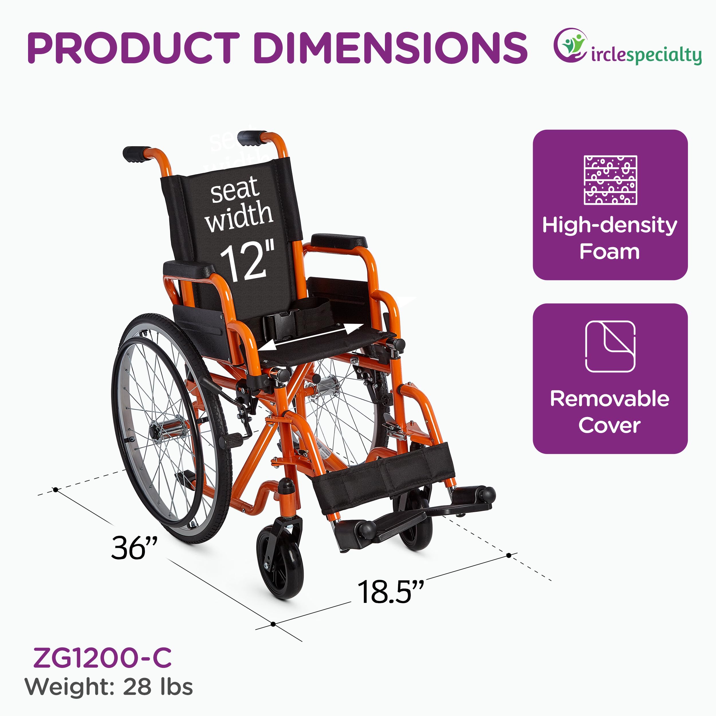 Amazon.com: Ziggo 12” Seat Width Pediatric Wheelchair for Kids